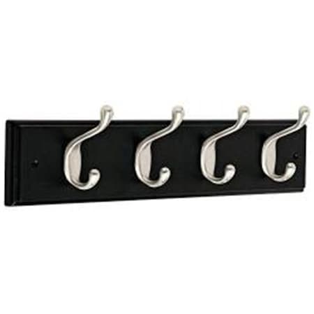 Liberty Hardware 260595 18 In. Coat & Hat Hook Rail; Black Wood Grain & Nickel